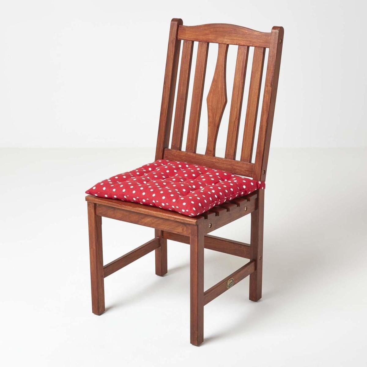 Polka Dot Cotton Seat Pad with Button Straps - Red / 20cm – image 3