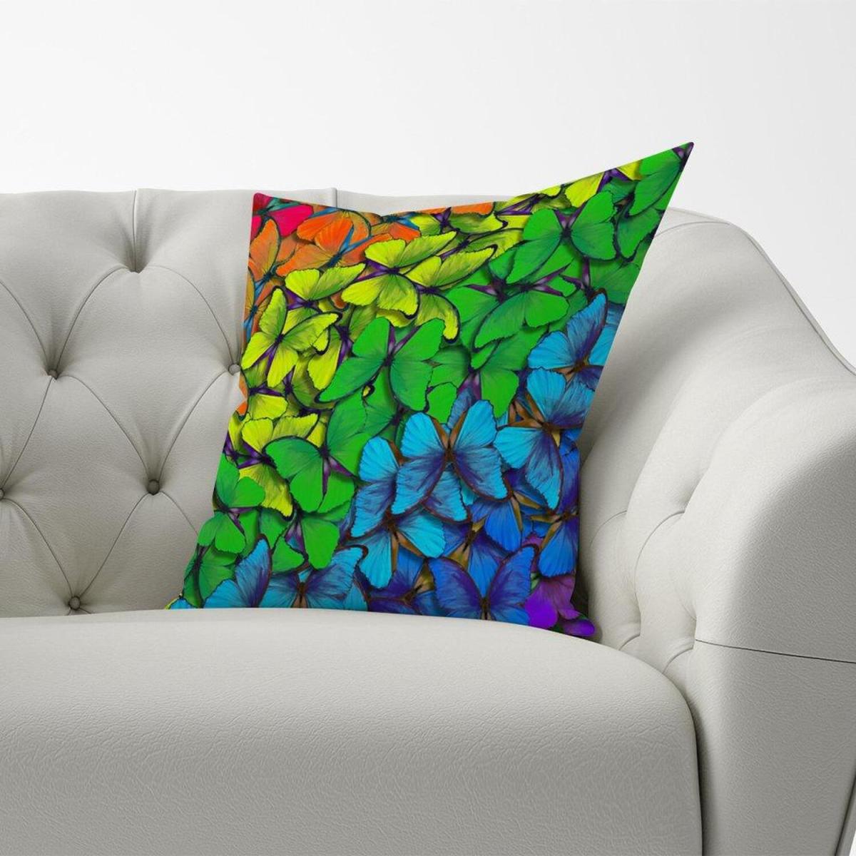 Multicoloured Butterflies Cushion - Red / 45cm – image 2
