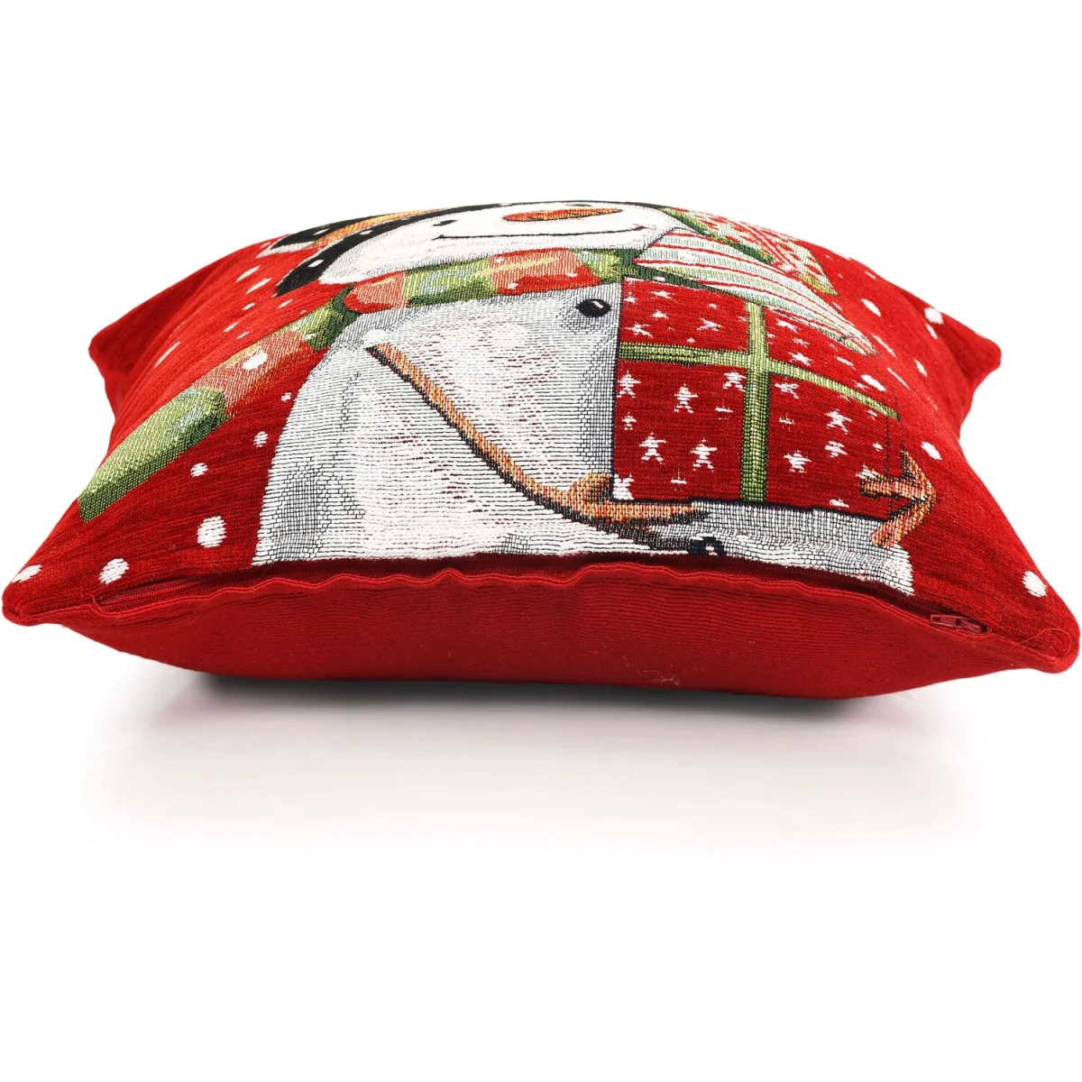 Noel Square Luxury Chenille Xmas Snowman Presents Filled Cushion - White – image 3