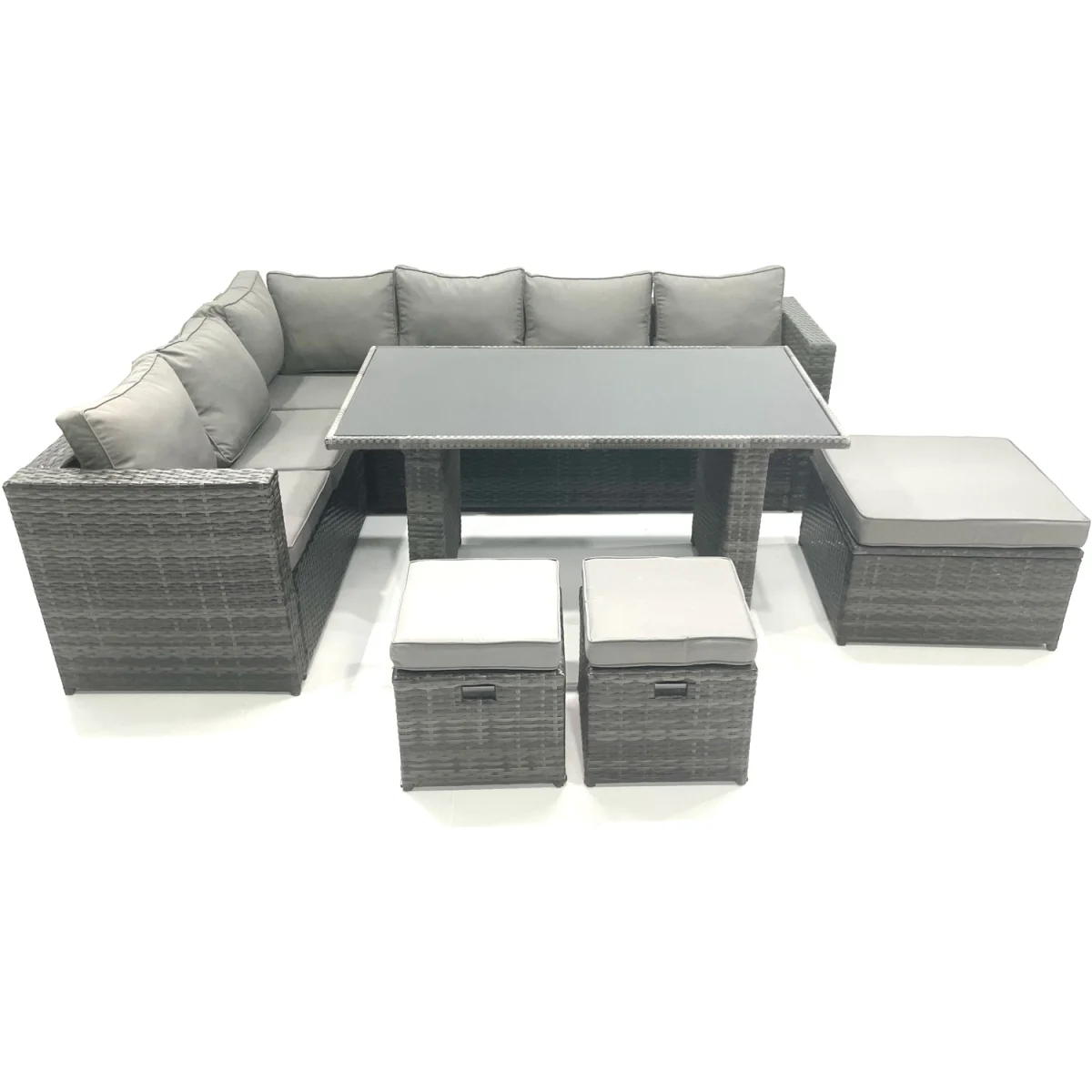 Rectangular Dining Table Set Seat And Back Cushion - Dark Grey Mixed – image 2