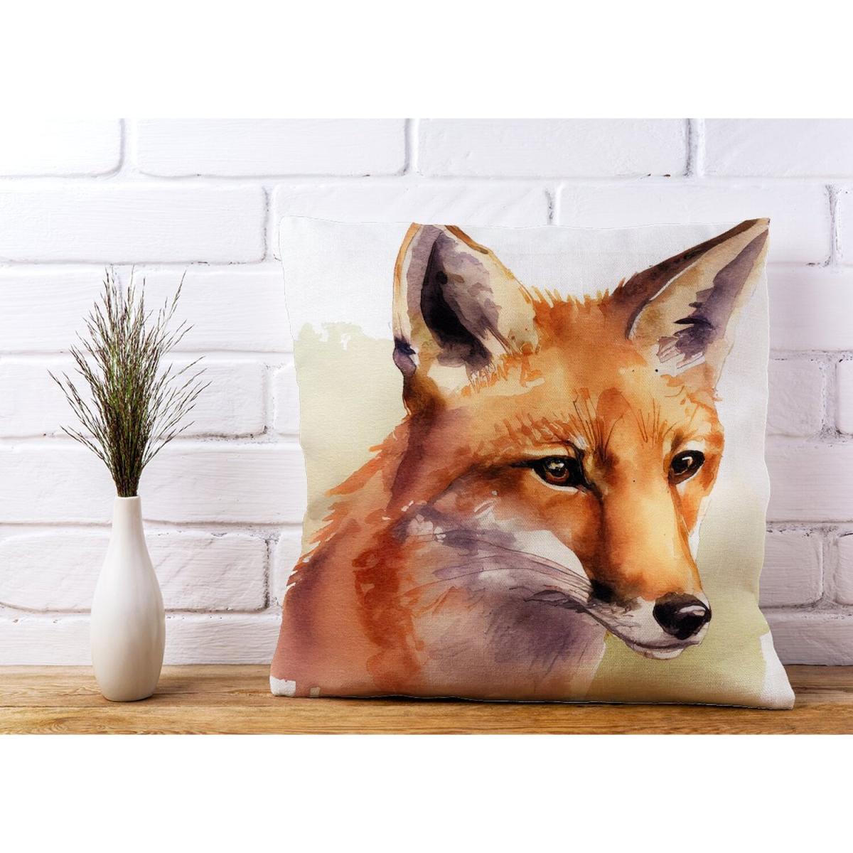 Fox Watercolour Cushion - Yellow – image 2