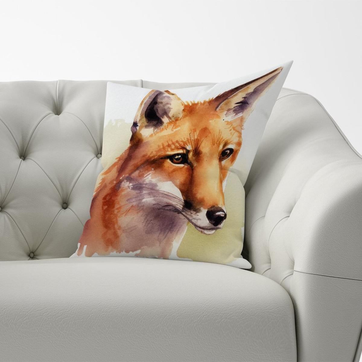 Fox Watercolour Cushion - Yellow – image 3