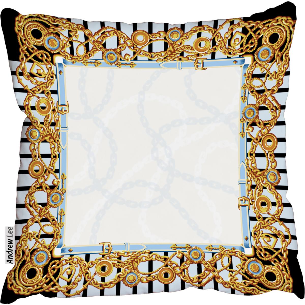 Scarf gold metal objects Outdoor Cushion - Yellow / 60cm – image 2