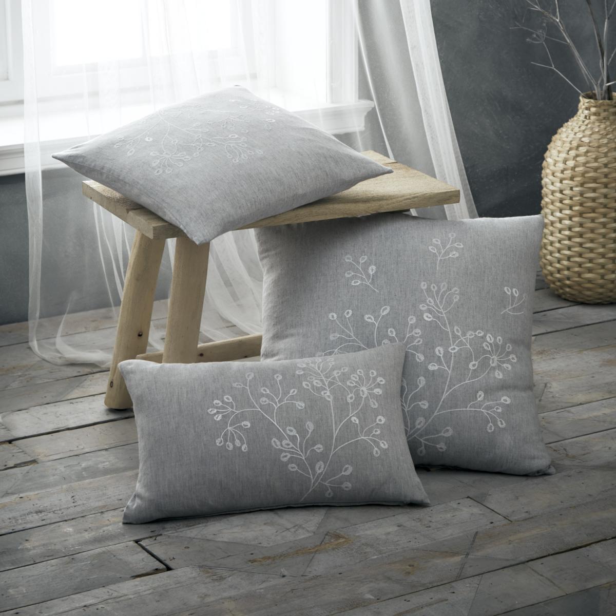 Palazzo Filled Embroidered Cushion - Grey / 56cm – image 5