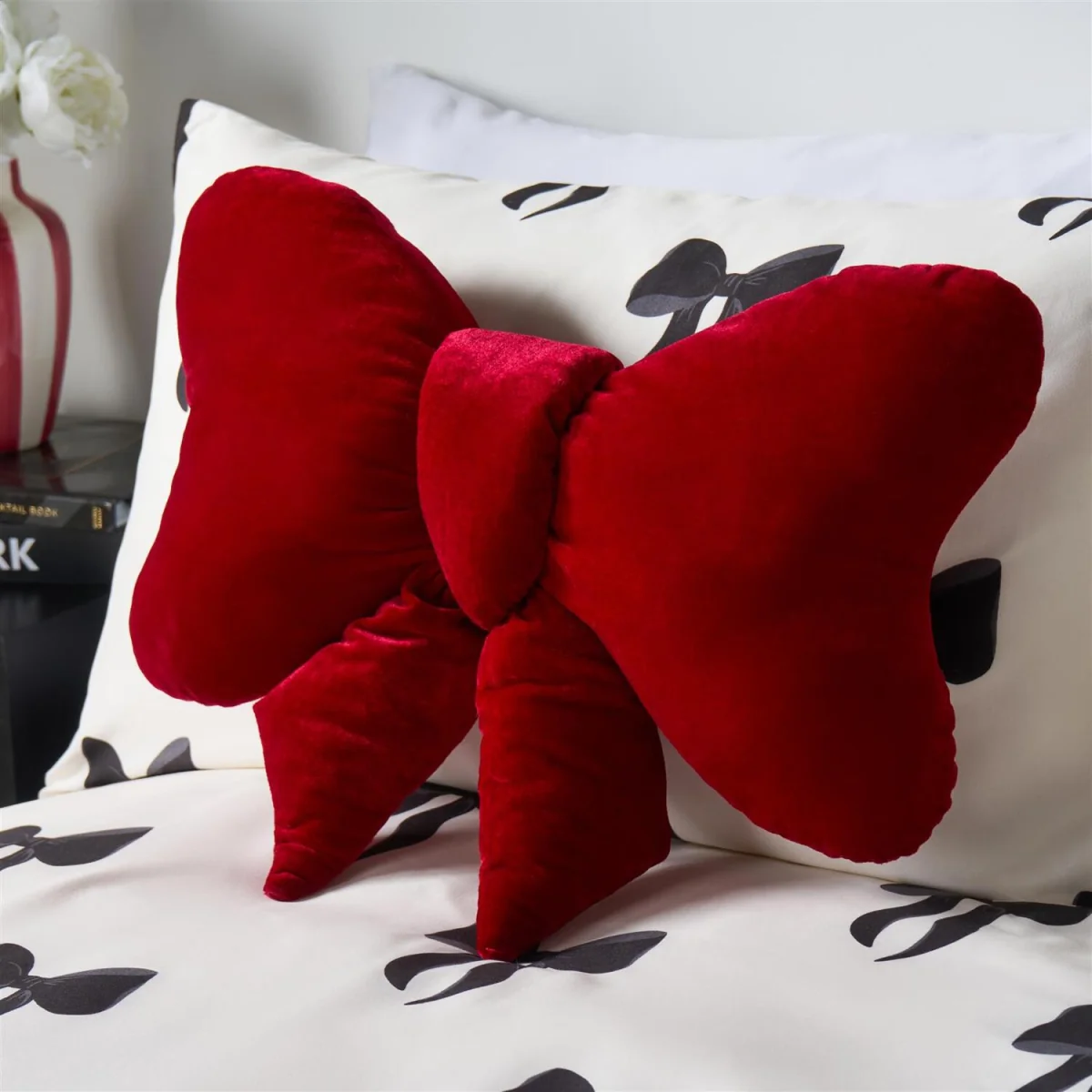 OHS Velvet Bow Shaped Cushion - Red – image 2