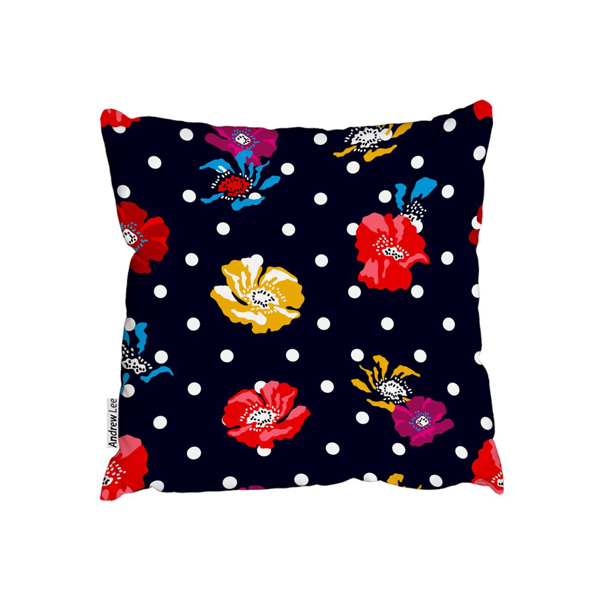 Poppies On Dark Dotted Background Outdoor Cushion - Black / 45cm – image 2