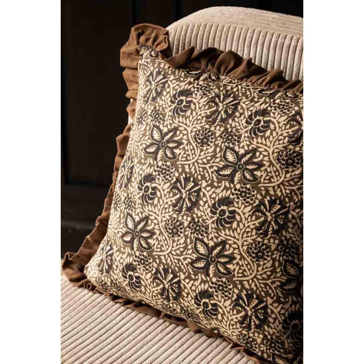 Cocoa Floral Ruffle Edge Cushion – image 4