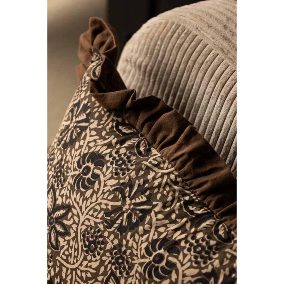Cocoa Floral Ruffle Edge Cushion – image 6