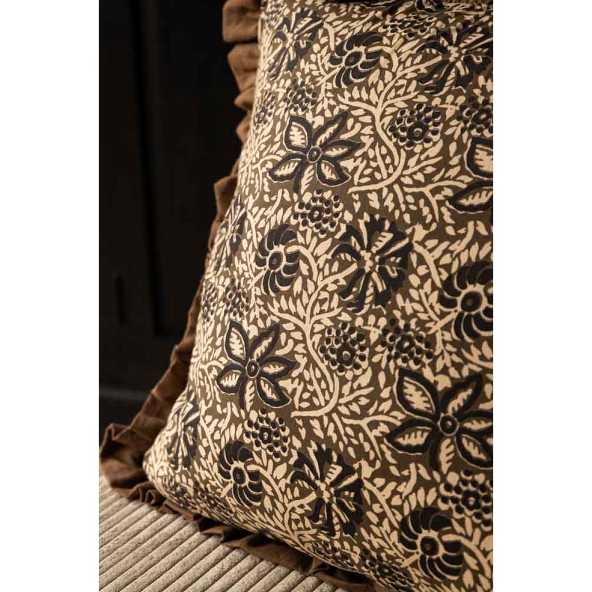 Cocoa Floral Ruffle Edge Cushion – image 7