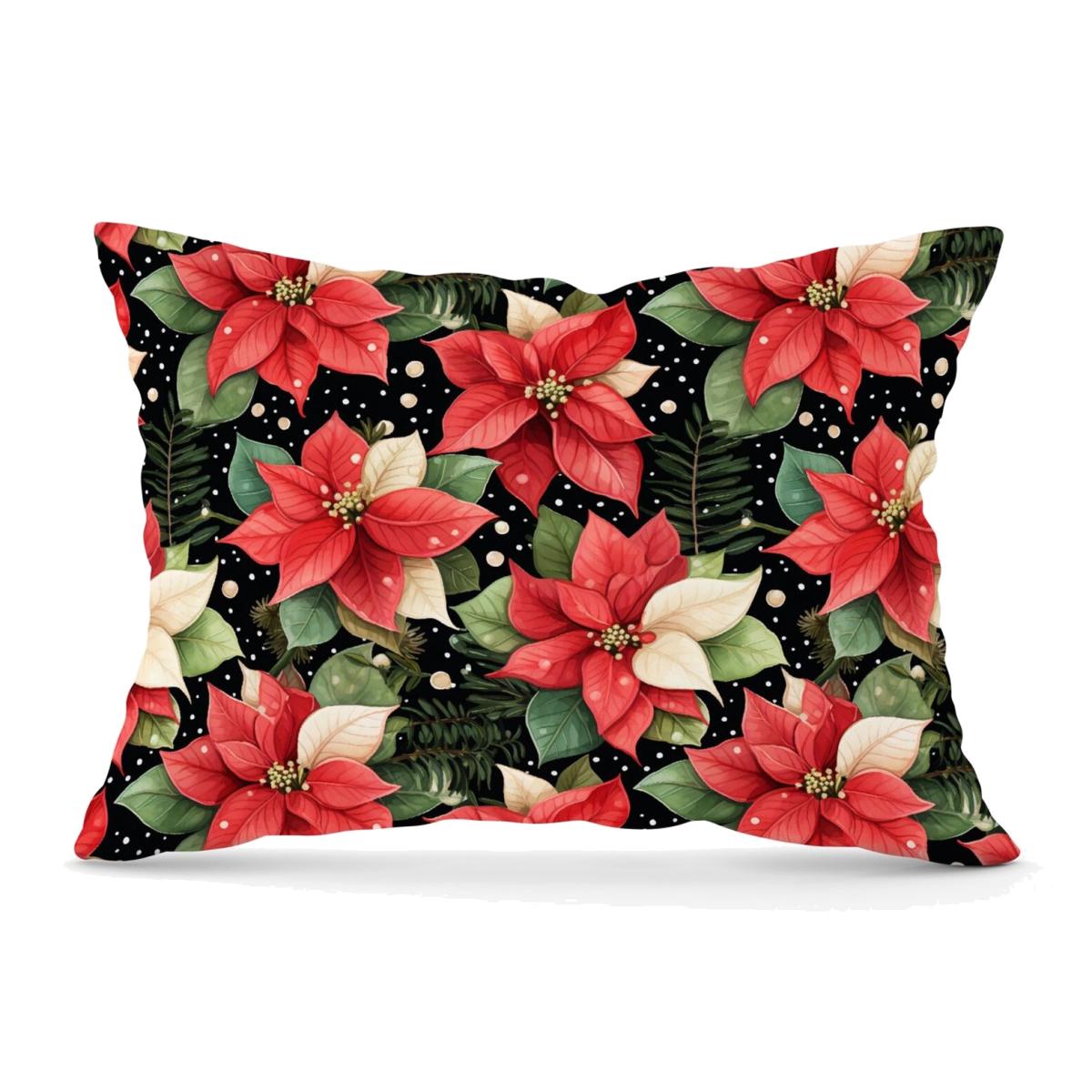 Poinsettia, Watercolor Style Cushion - Red / 28cm
