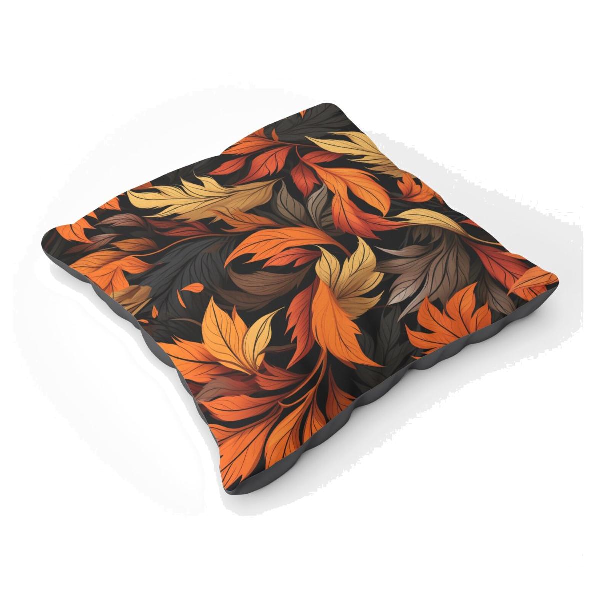 Autumn Leaves Design Floor Cushion - Orange