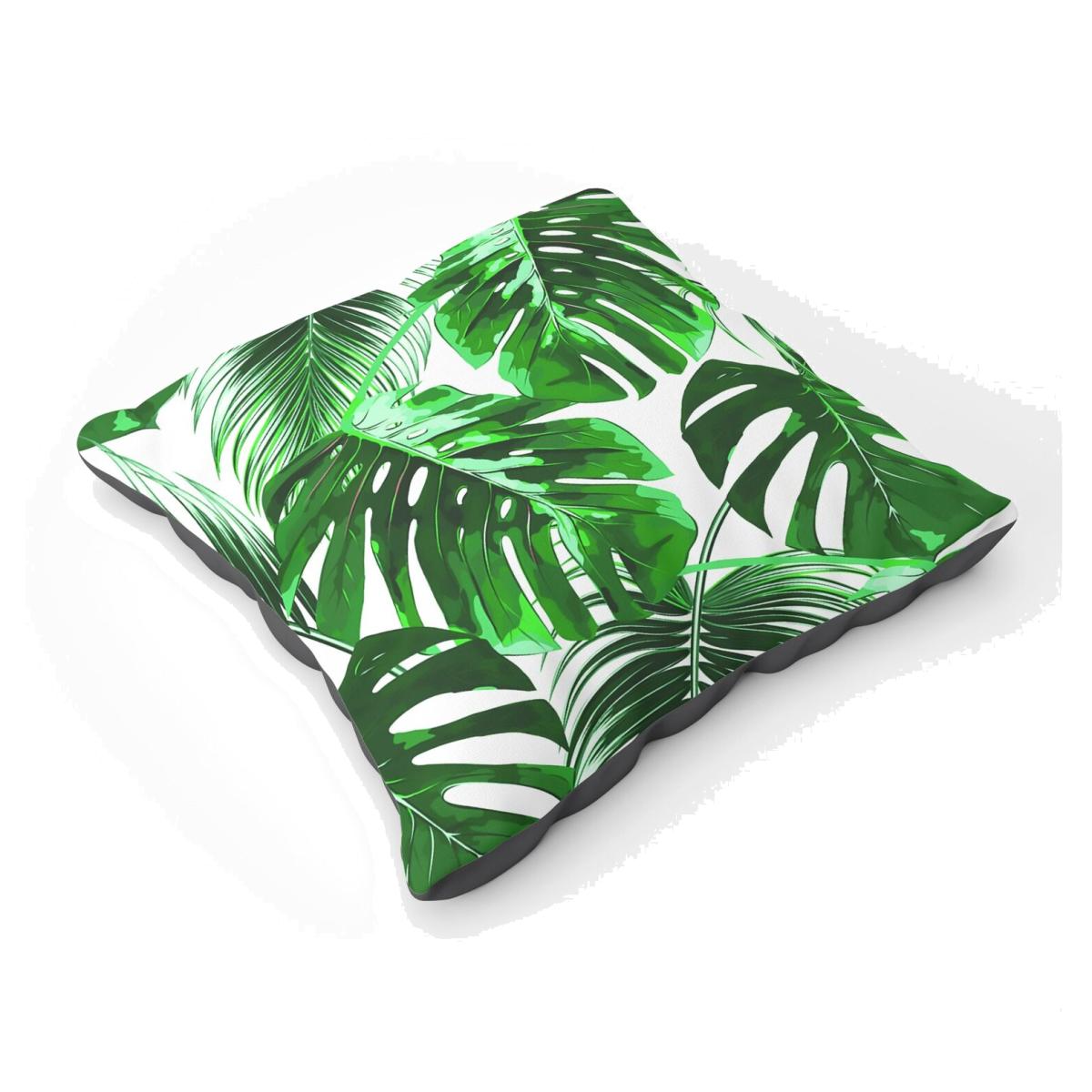 Tropical Jungle Leaf Pattern Floor Cushion - Green