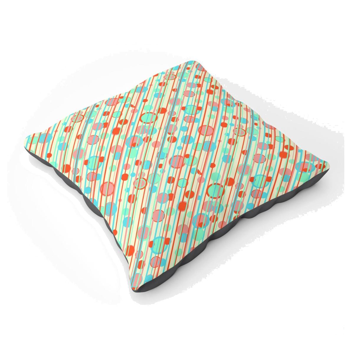 Retro Stripes And Circles Floor Cushion - Blue