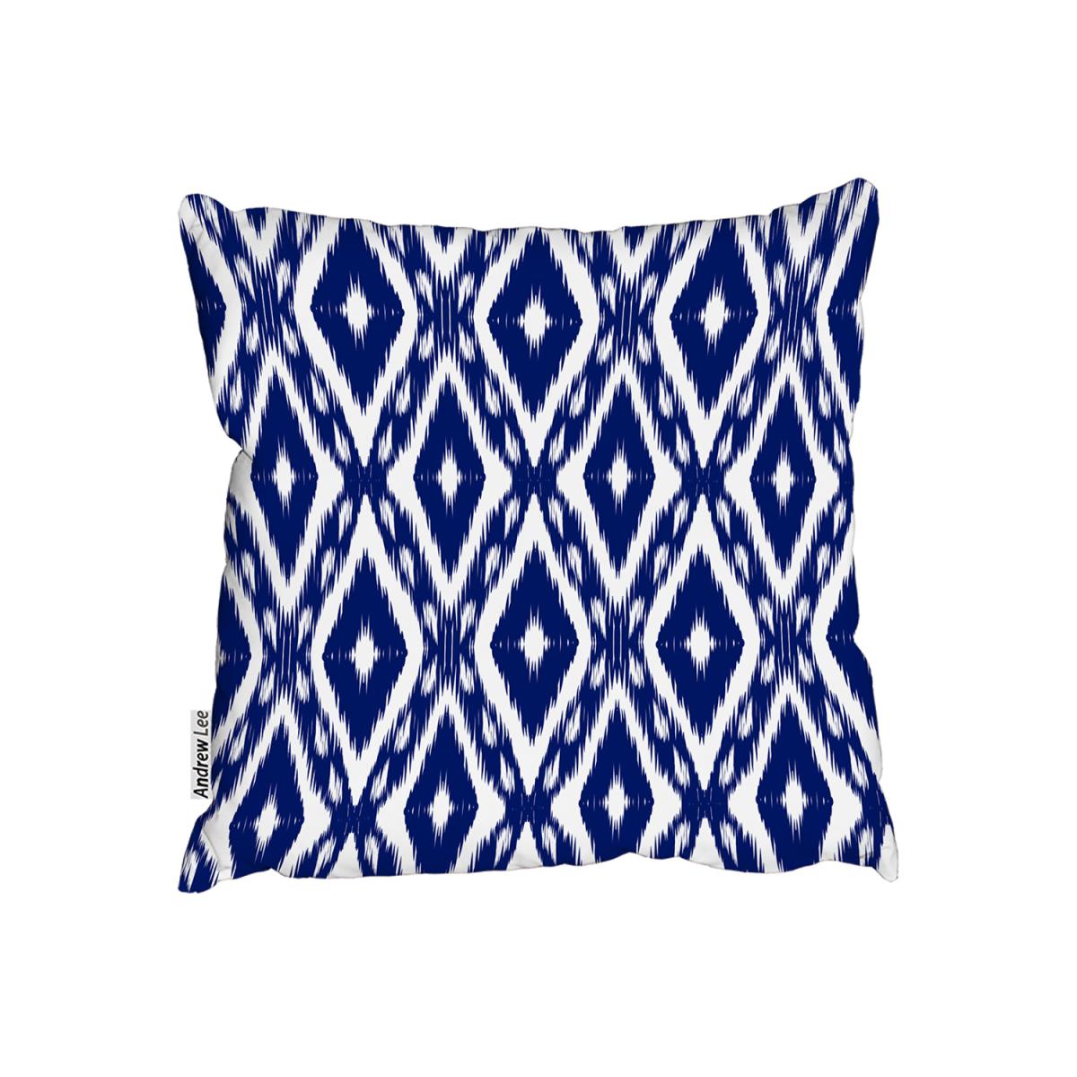 Tribal Art Ikat Ogee In Traditional Classic Blue Outdoor Cushion - Blue / 45cm – image 2