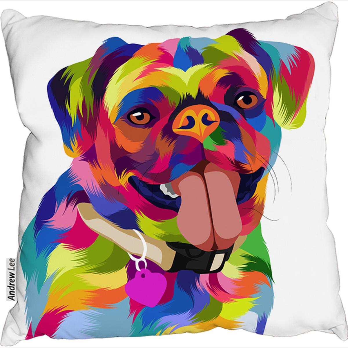 Amazing Illustration Pop Art Dog Outdoor Cushion - Red / 60cm – image 1