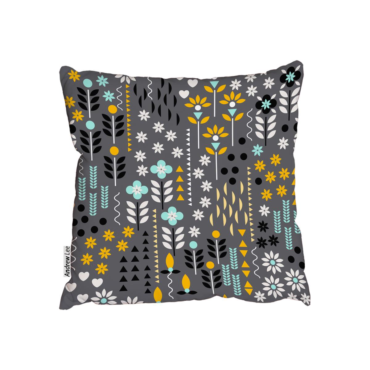 Geometric Flower And Ornamental, Traditional Flowers Cushion - Yellow / 45cm