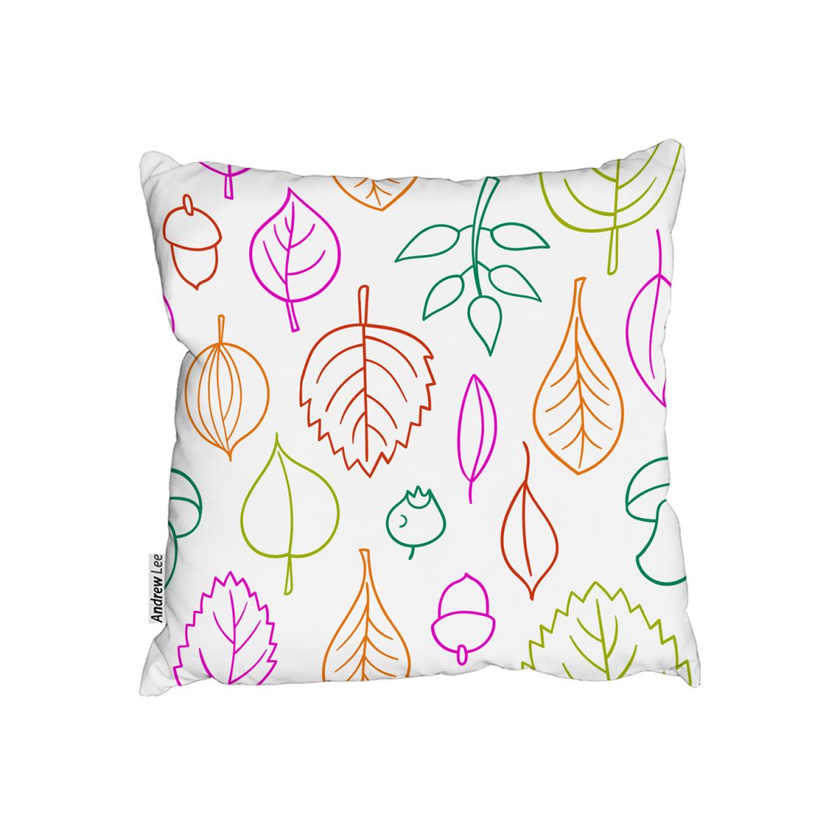 Multi Colour Leaves Illustration Outdoor Cushion - Pink / 45cm – image 2