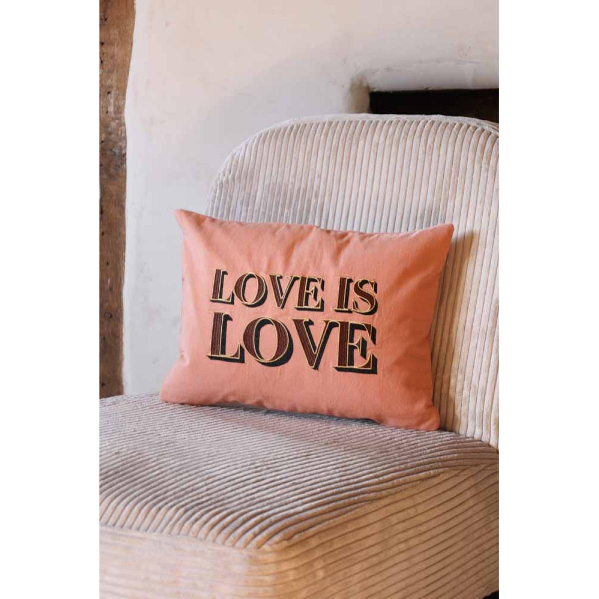 Love Is Love Embroidered Blush Pink Cushion – image 2