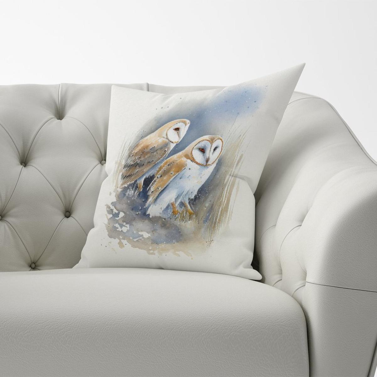 Barn Ano Owls Watercolour Cushion - Yellow – image 2