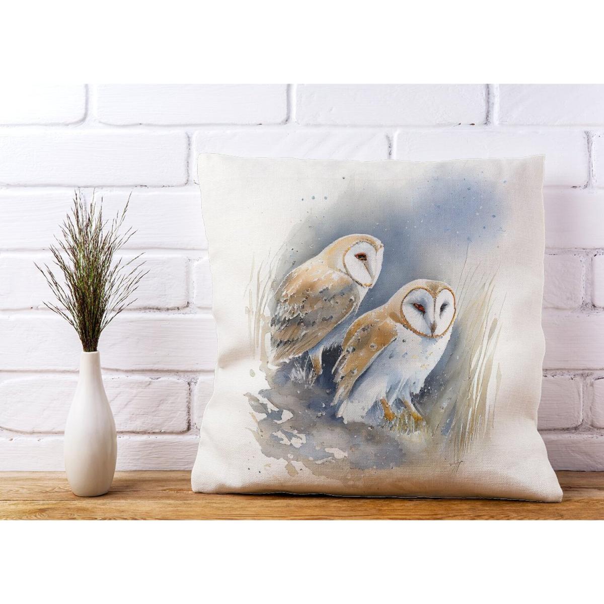 Barn Ano Owls Watercolour Cushion - Yellow – image 3