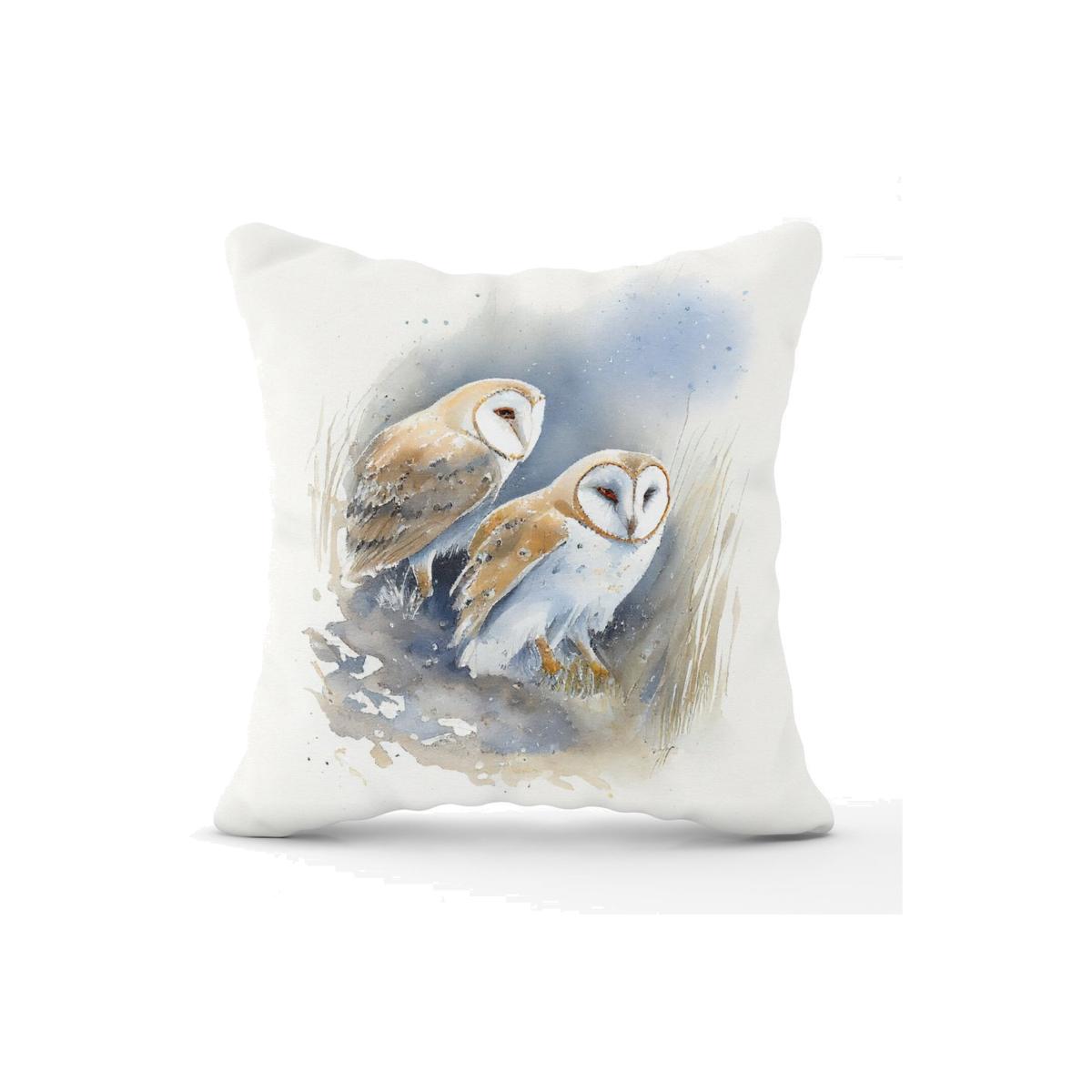 Barn Ano Owls Watercolour Cushion - Yellow – image 1