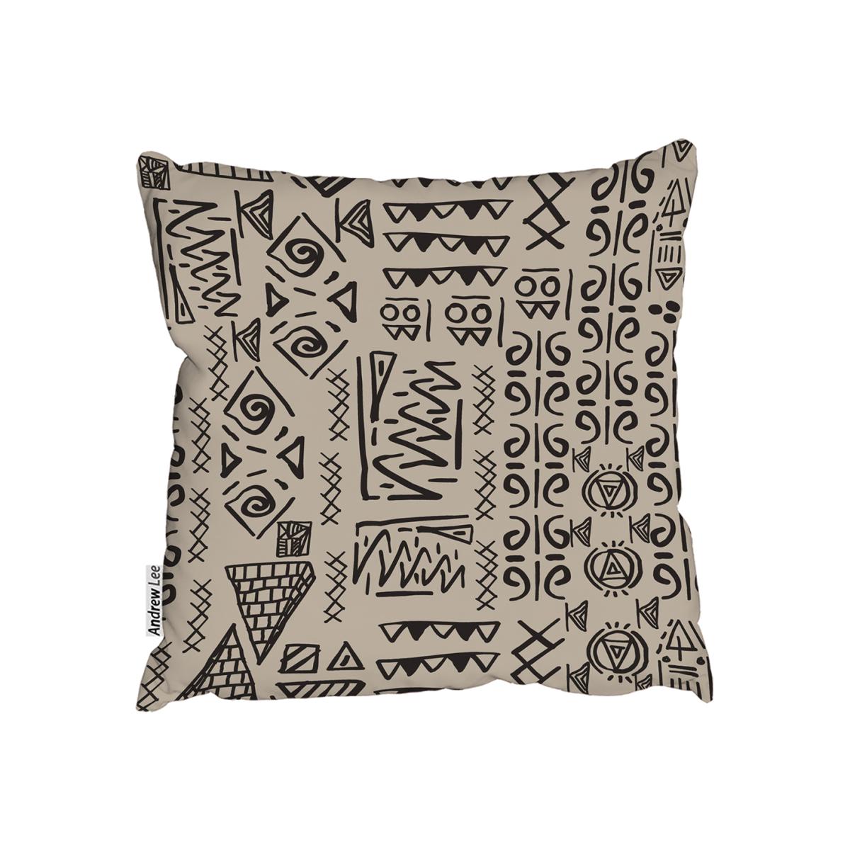 Striped Egyptian Theme With Ethnic And Tribal Motifs Cushion - Brown / 45cm
