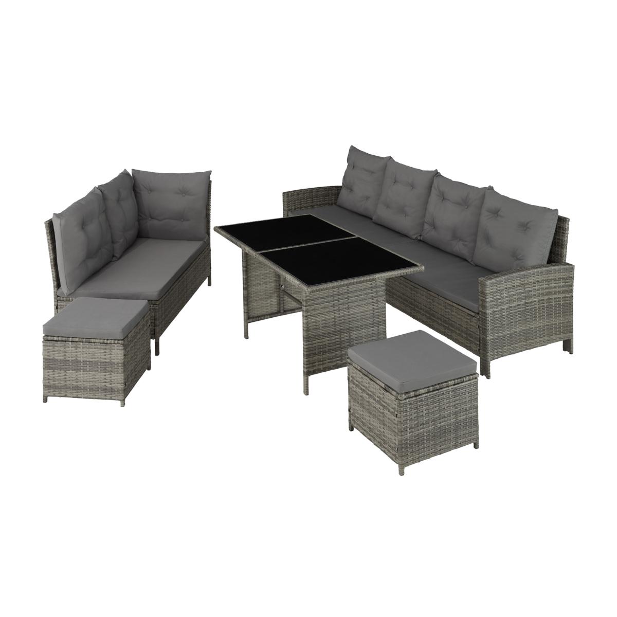 Barletta Rattan Garden Furniture Set with Cushions - Grey & Beige