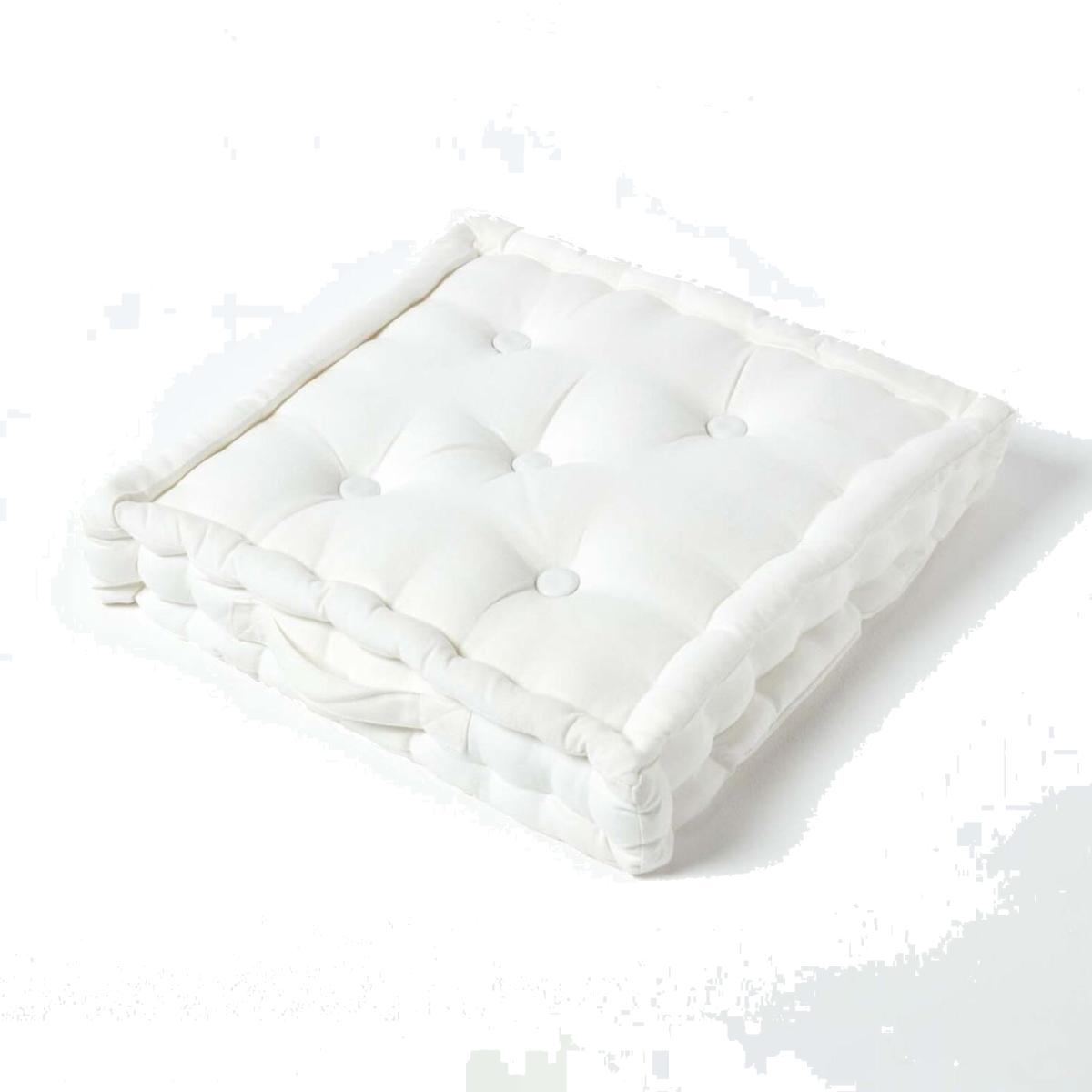 Homescapes Cotton Floor Cushion - Off White / 10cm