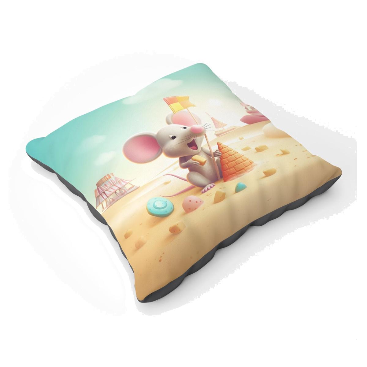 A Mouse On A Beach Holiday Floor Cushion - Yellow