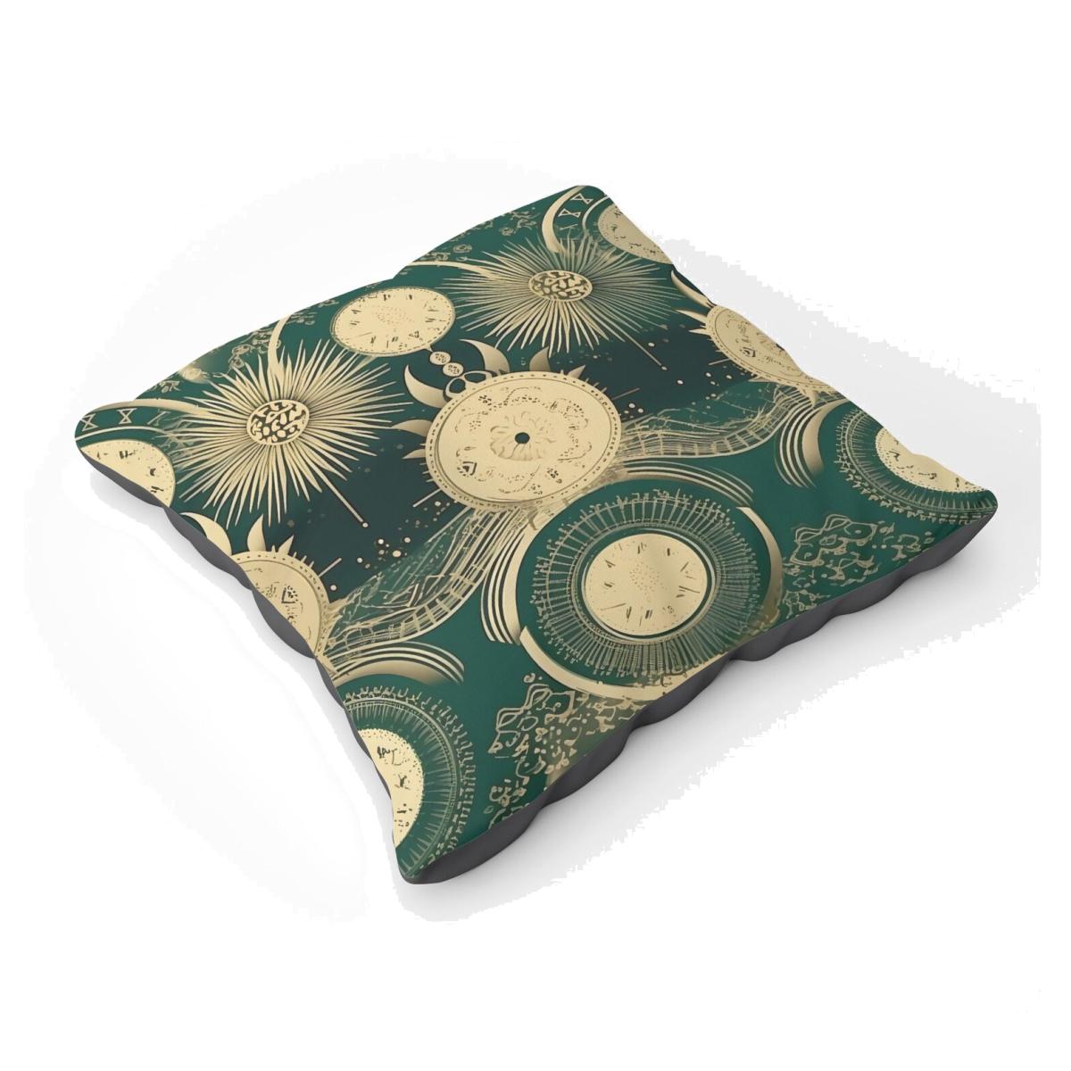 Green Moon and Sun Abstract Pattern Floor Cushion - Green