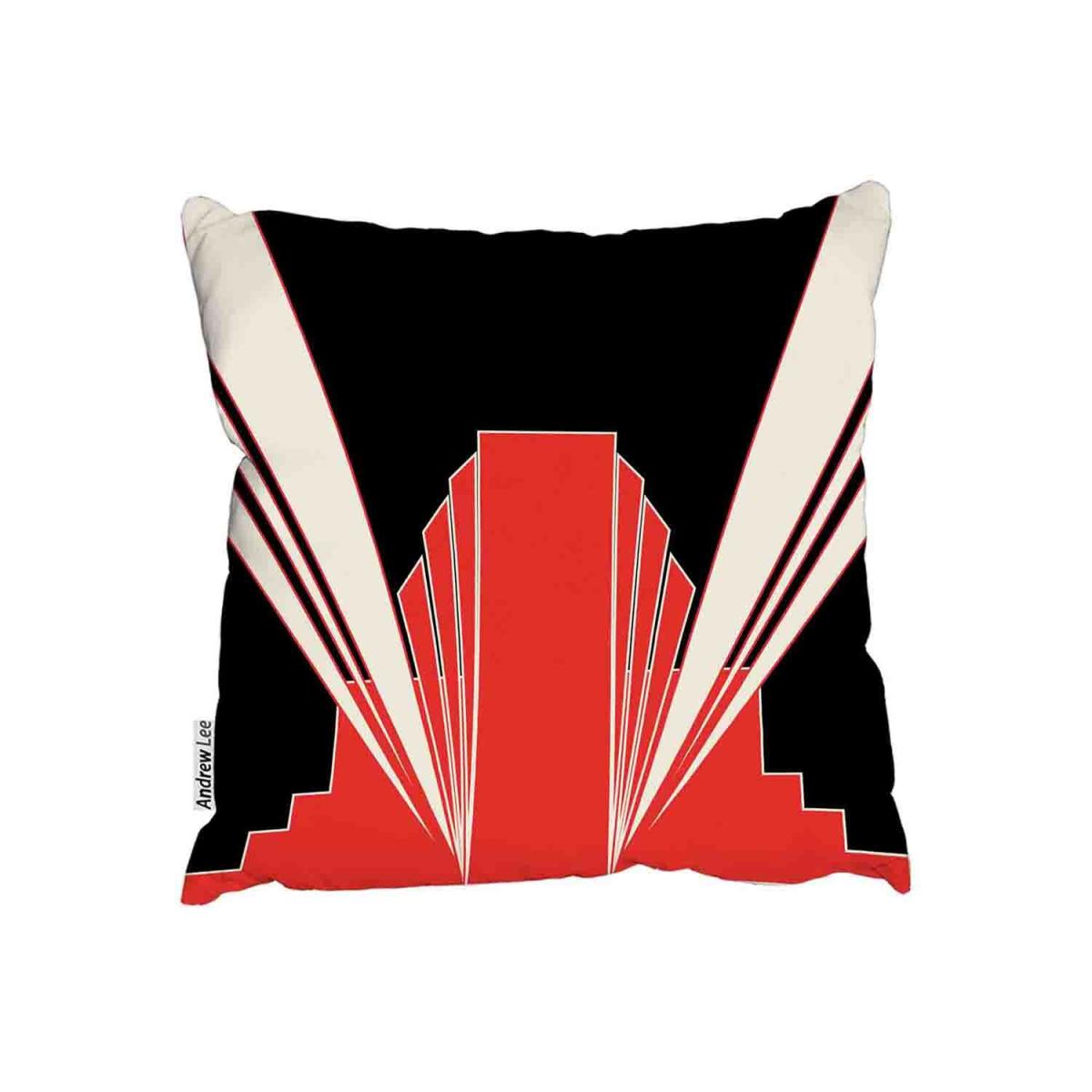 Art Deco Building Outdoor Cushion - Red / 60cm – image 2