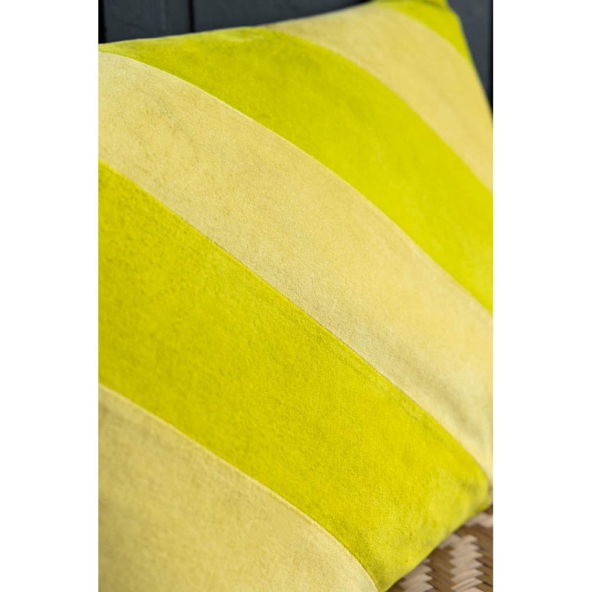 HKliving Yellow & Green Stripe Velvet Cushion – image 3