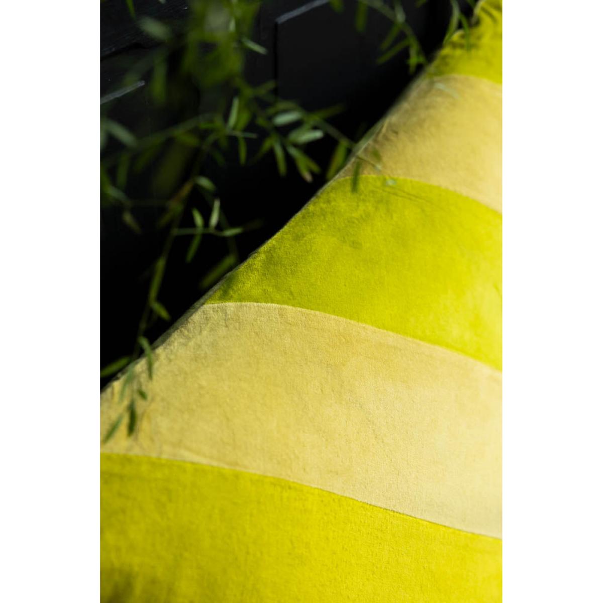 HKliving Yellow & Green Stripe Velvet Cushion – image 4