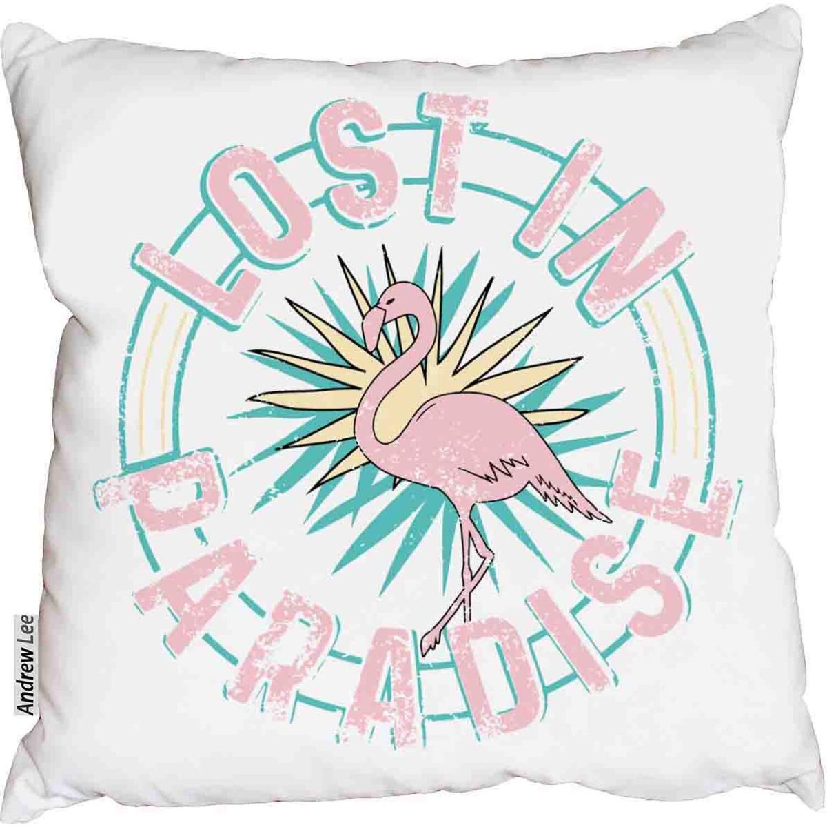 Flamingo and slogan graphic fresh summer days Outdoor Cushion - Pink / 60cm – image 2