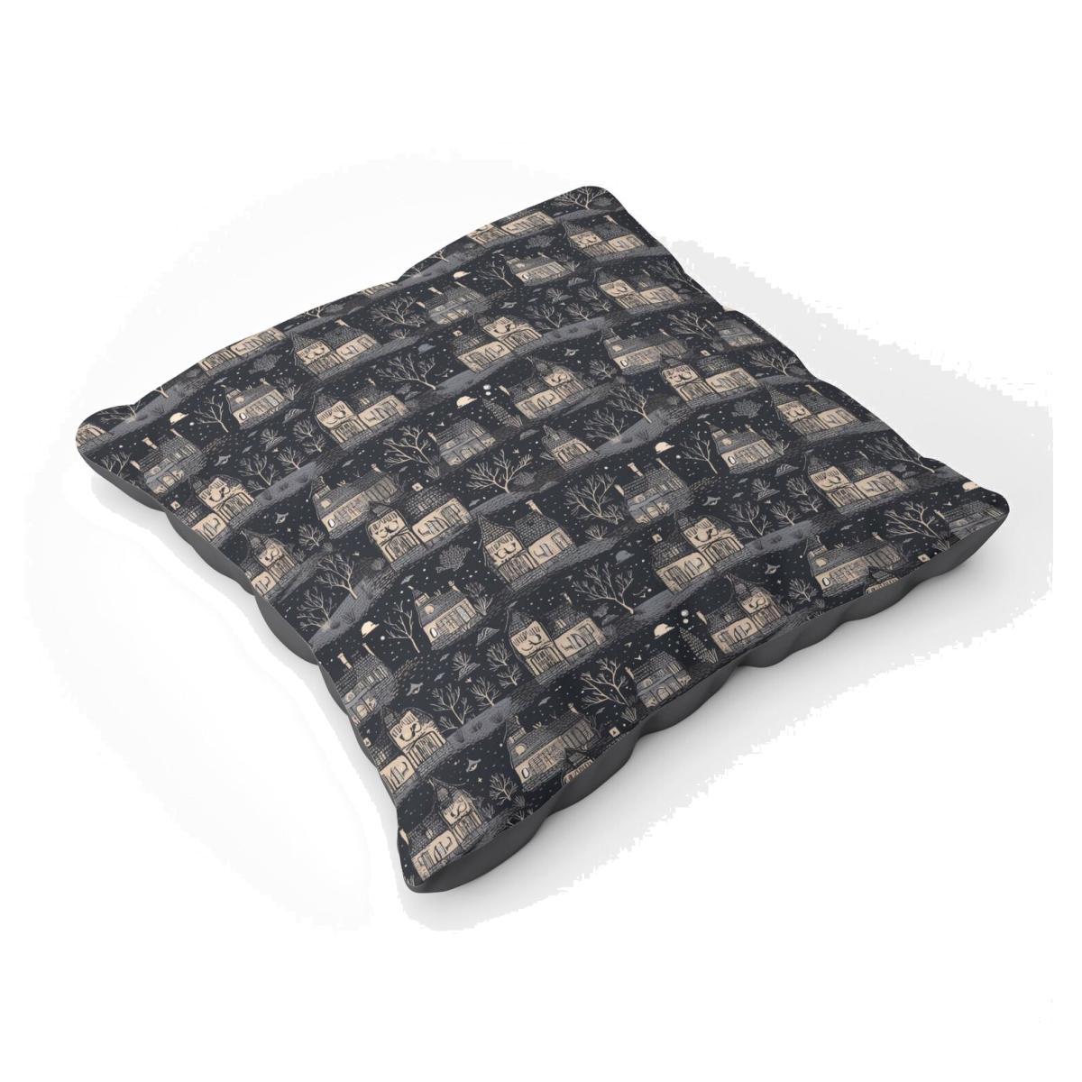 Spooky Haunted Houses Floor Cushion - Grey