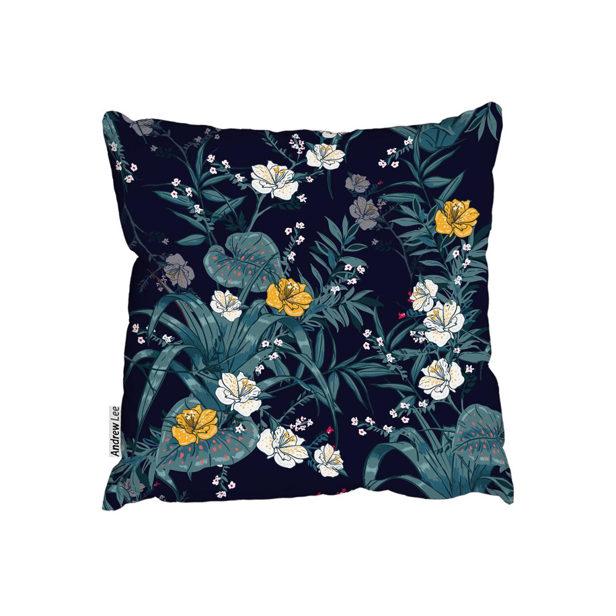 Artistic Dark Tropical Pattern Outdoor Cushion - Blue / 45cm – image 2