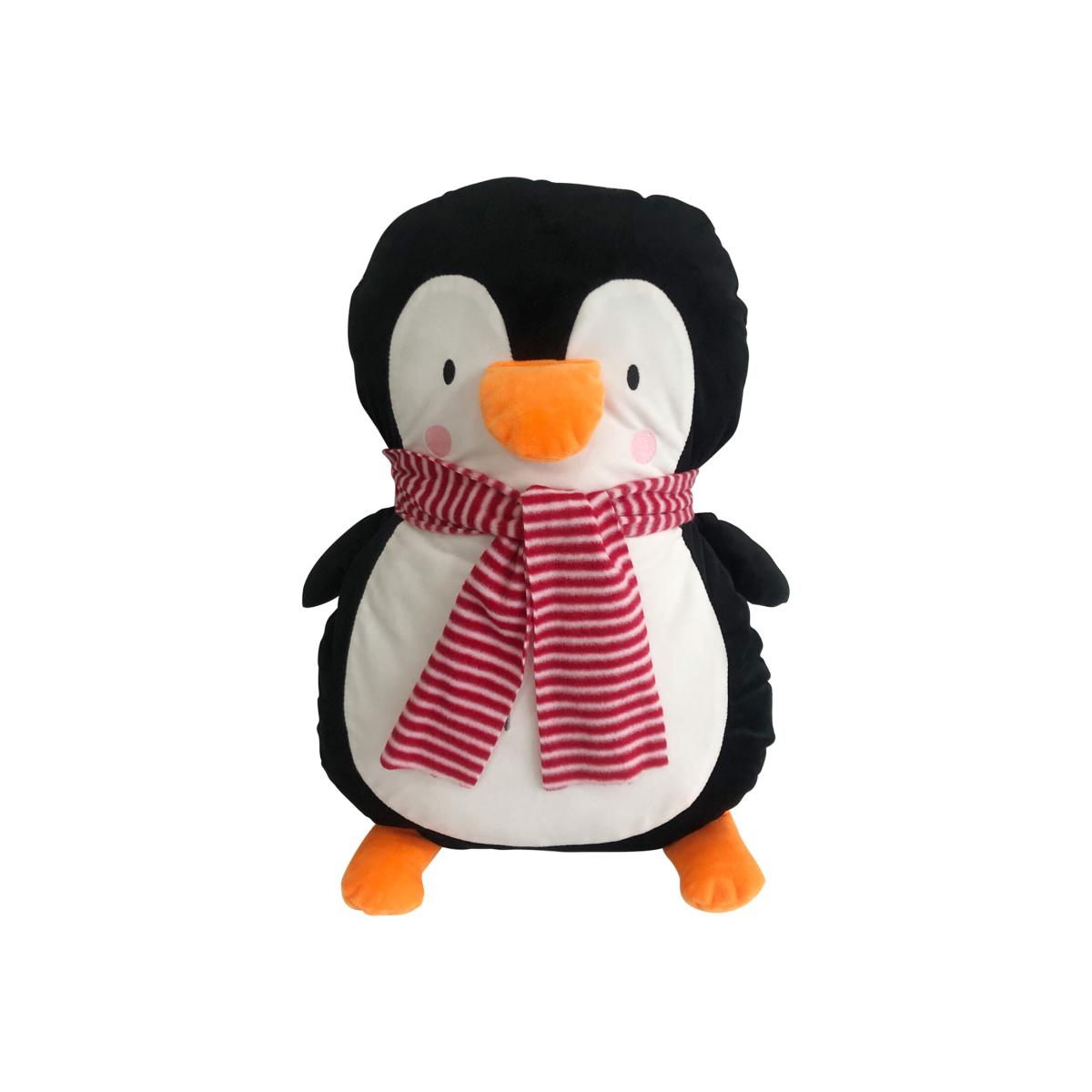 Penguin Shaped Festive Cushion - Black