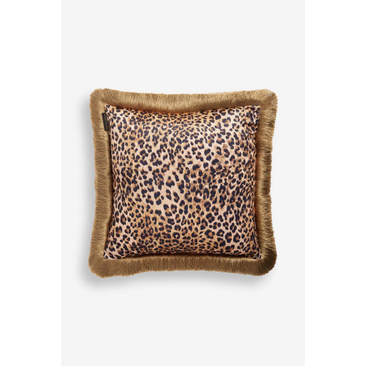 Leopard Love Velvet Fringe Feather Filled Cushion – image 2
