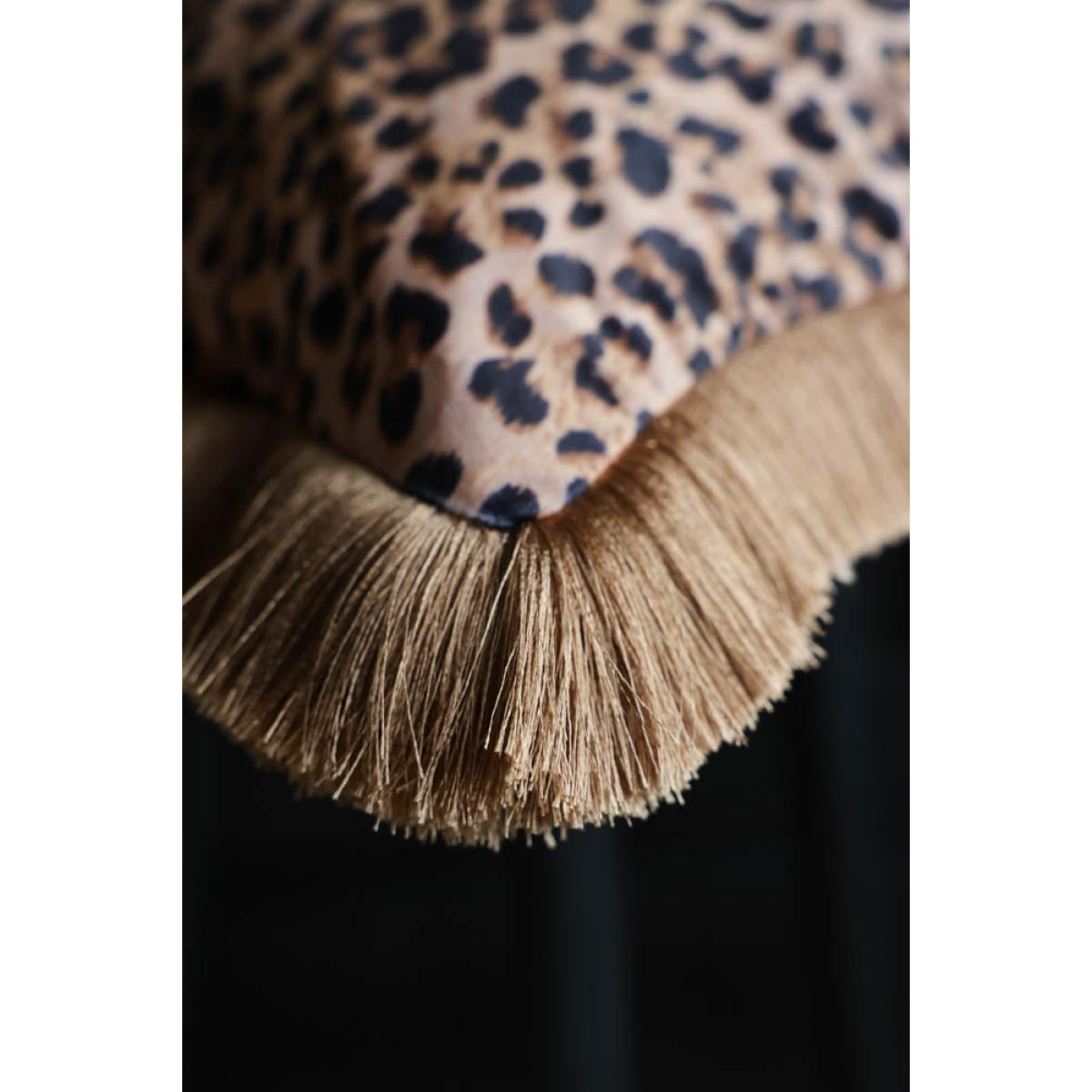 Leopard Love Velvet Fringe Feather Filled Cushion – image 4