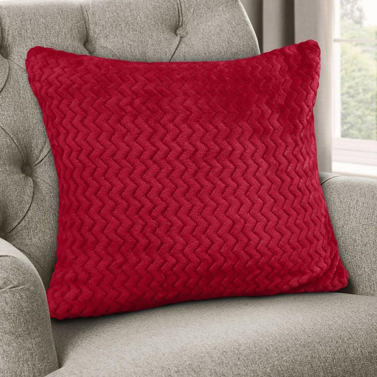 Snug Soft Chevron Patterned Mink Cushion Small - Red – image 2