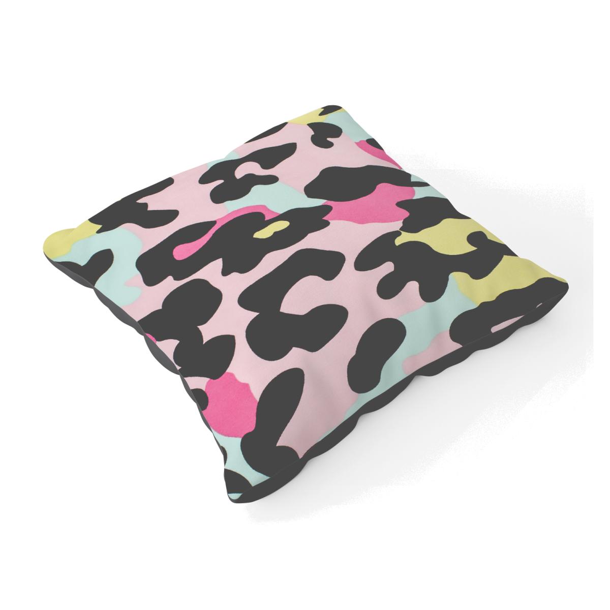 Colourful Leopard Print Floor Cushion - Pink
