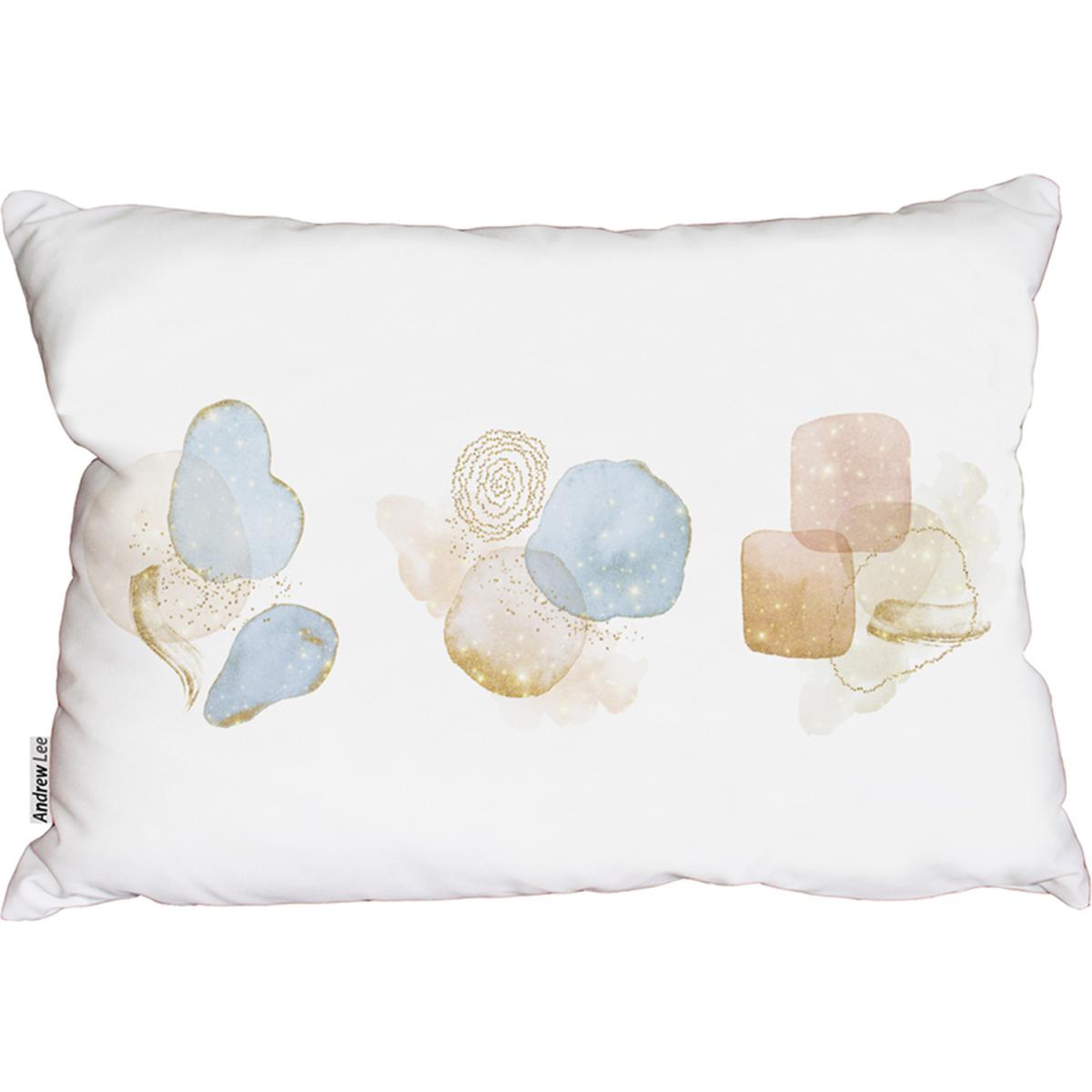 Blush, Blue, White, Beige Watercolor Illustration  Elements Cushion - White – image 2