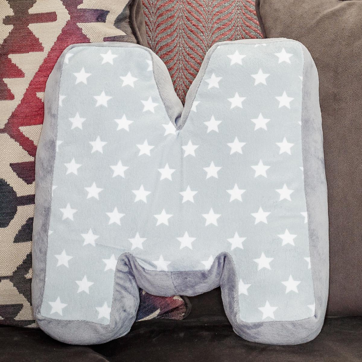 Letter Cushion M - Grey/White – image 1