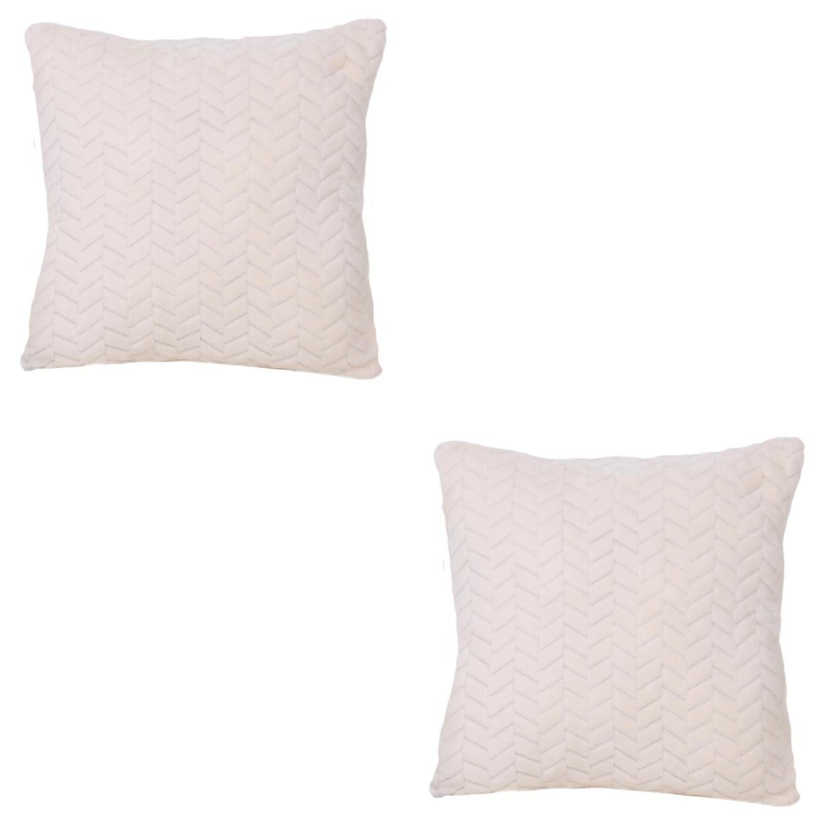 Pack of 2 Supersoft Chevron Cushions - Ivory – image 2