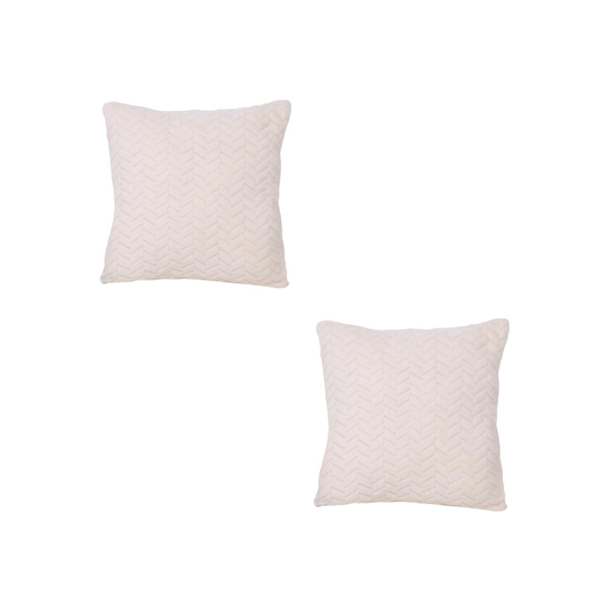 Pack of 2 Supersoft Chevron Cushions - Ivory – image 1