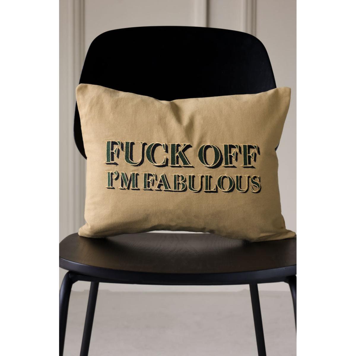 Fuck Off I'm Fabulous Embroidered Caramel Cushion – image 4