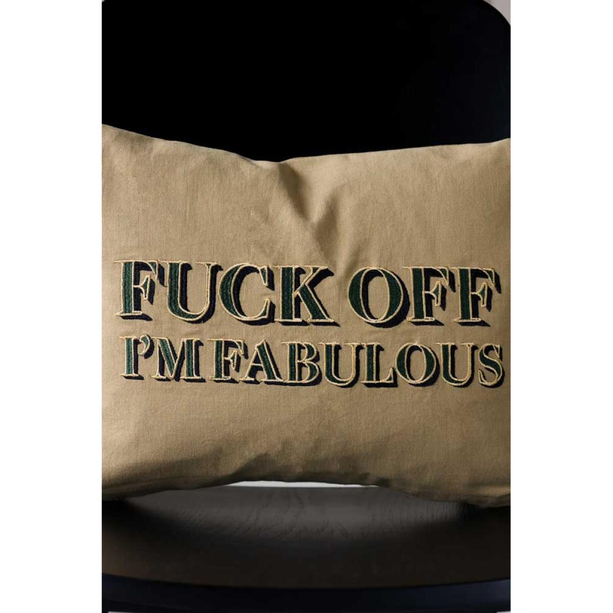 Fuck Off I'm Fabulous Embroidered Caramel Cushion – image 5
