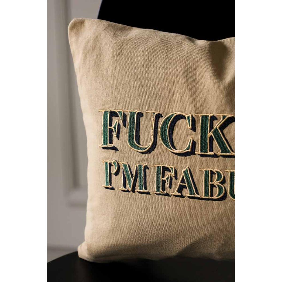 Fuck Off I'm Fabulous Embroidered Caramel Cushion – image 6