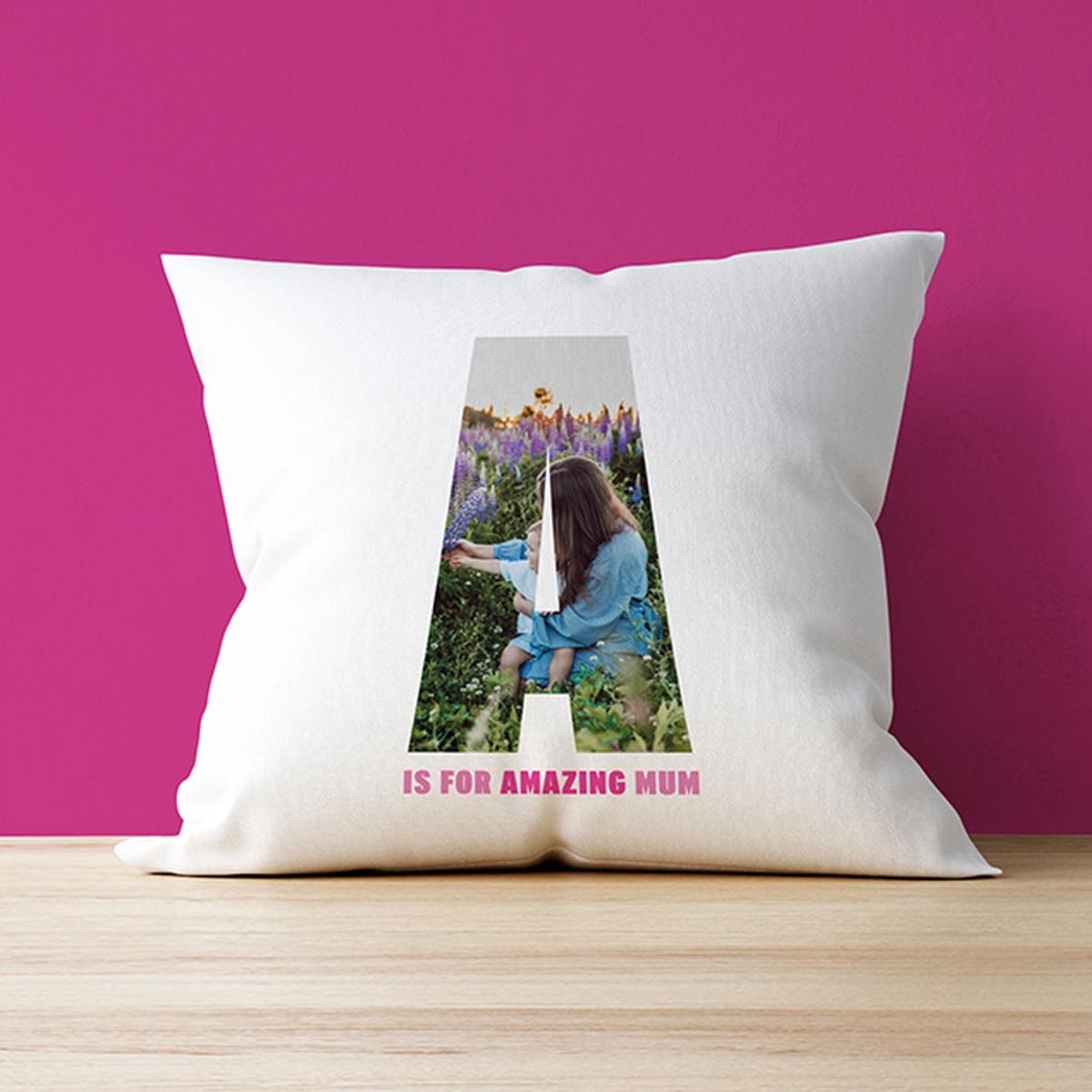 'A' Is For Amazing Mum Photo Cushion – image 1
