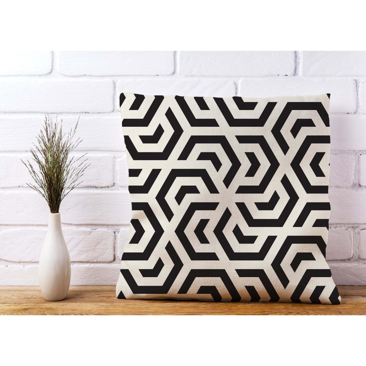 Hexagonal Geometric Pattern Cushion - Grey / 45cm – image 2